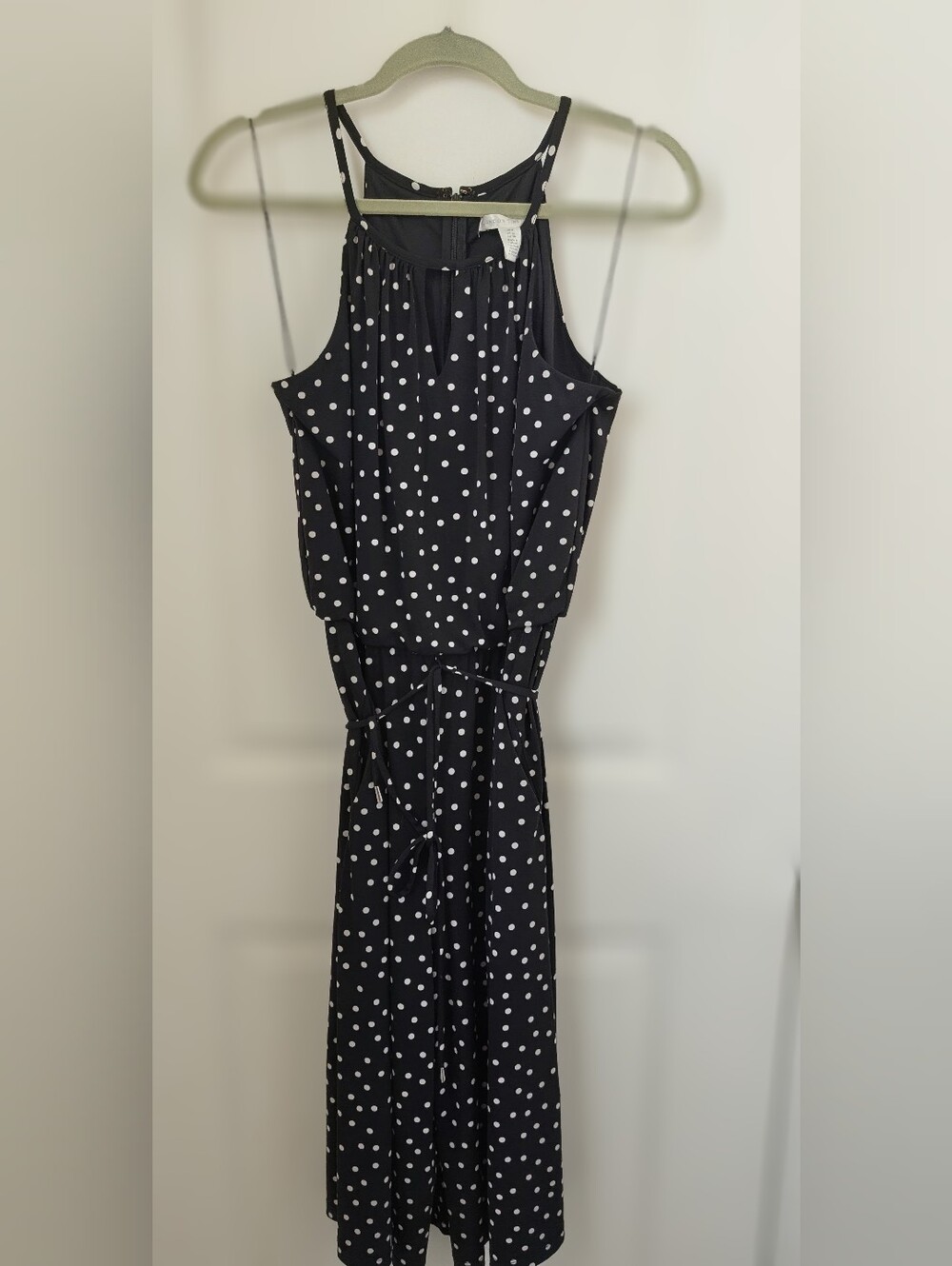 Sleeveless Black and White Polka Dot Maxi Jumpsuit